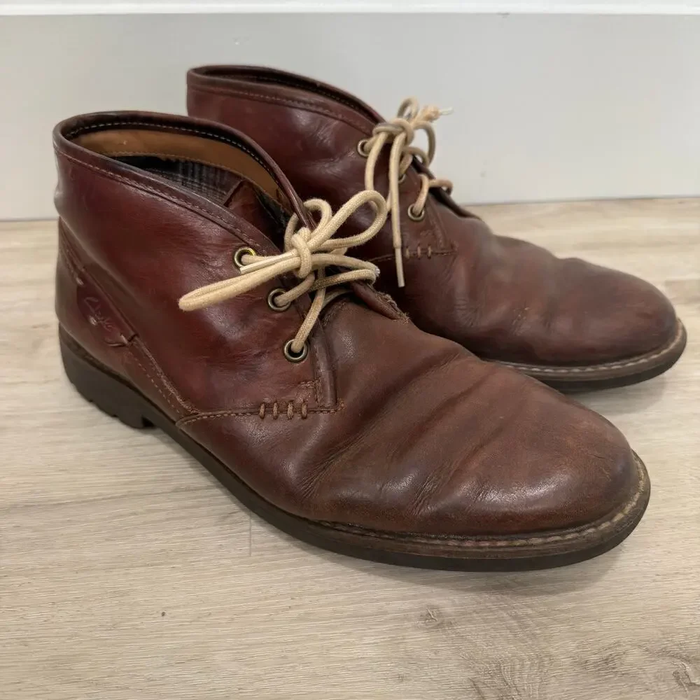 Clarks Men's Montacute Duke Chukka Boots Brown Leather 26103252 Size 9